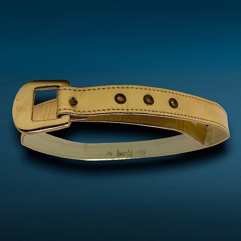 Vintage 1980's Bambi Sz 26 Metallic Gold Skinny Disco Belt New Wave Punk Retro